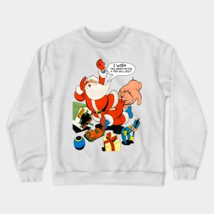 angry dog bites santa claus on merry christmas Retro Comic Vintage Crewneck Sweatshirt